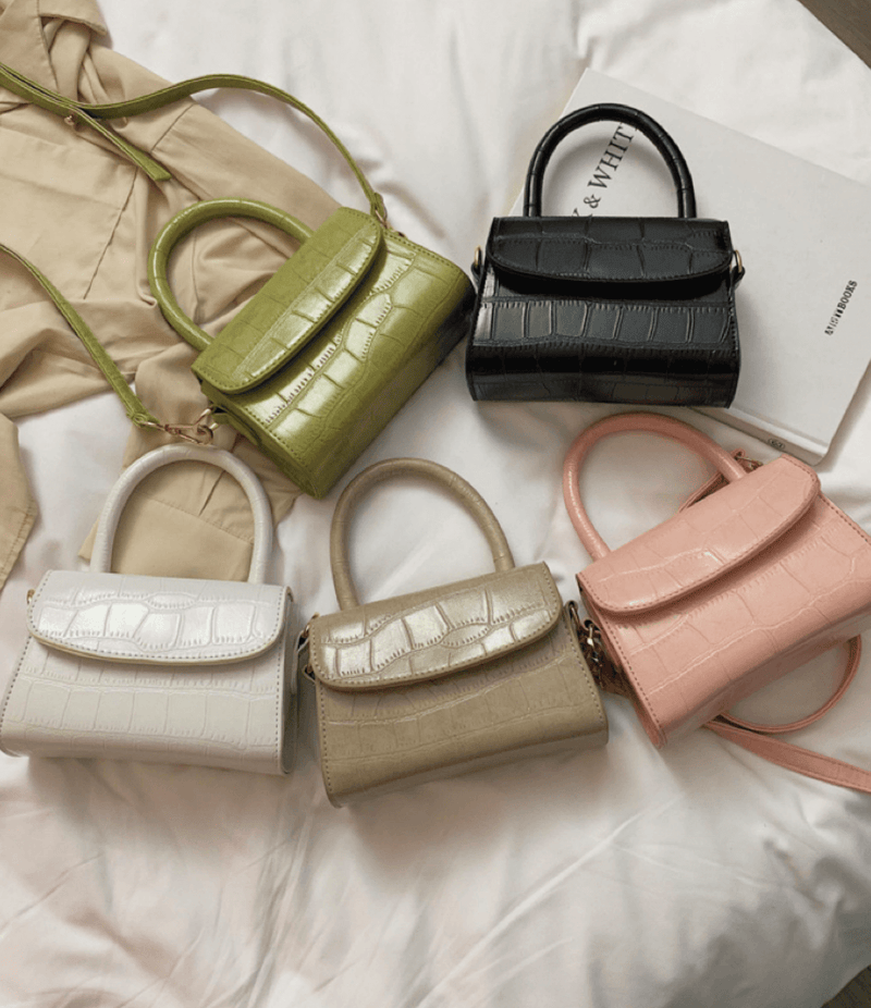 Small Crocodile Design Handbag and Crossbody Bag for Women. 