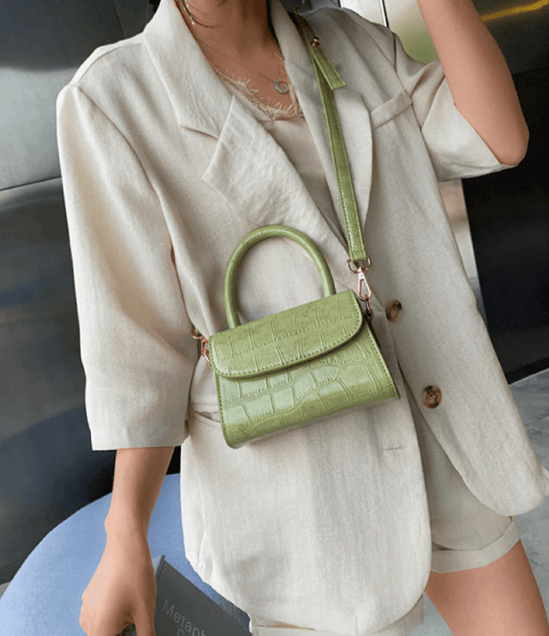 Small Crocodile Design Handbag and Crossbody Bag for Women. 