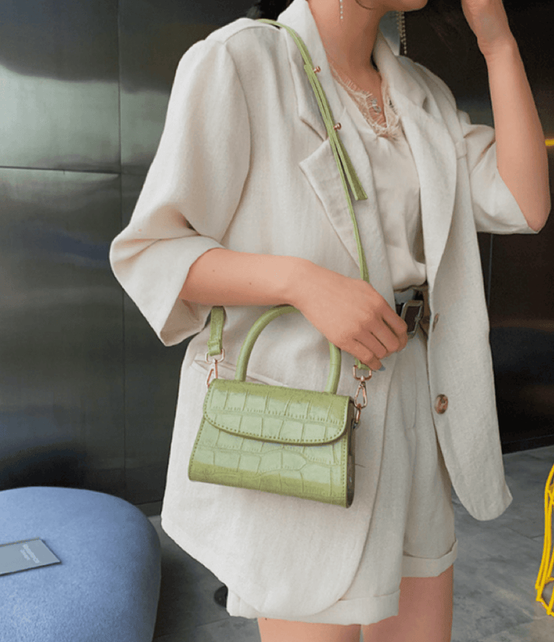 Small Crocodile Design Handbag and Crossbody Bag for Women. 